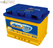 Аккумулятор AKOM +EFB 62 А/ч прямая L+ EN 580A 242x175x190 6CT-62.1 +EFB