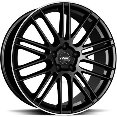 Rial KiboX 9.5x21 5*112 ET22 DIA66.6 Diamond Black Lip Polished Литой