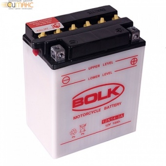 Аккумулятор BOLK MOTO 14 А/ч обратная R+ EN 160A, 134x89x166 514011-12N14-3А