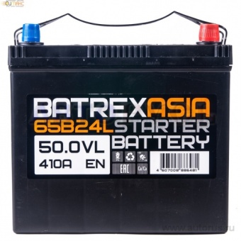 Аккумулятор BATREX ASIA 50 А/ч обратная R+ EN 410A, 238x129x221 6СТ-50.0 VLA