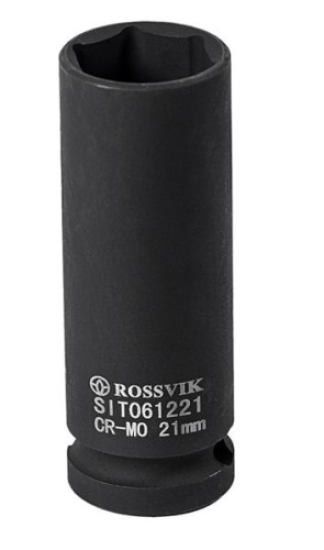 Головка торцевая ударная, тонкостенная, глубокая ROSSVIK, 1/2", 21мм